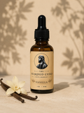 Vanilla beard oil bottle for soft, shiny and healthy beard care
