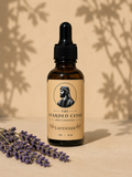 Lavender beard oil bottle with calming scent 