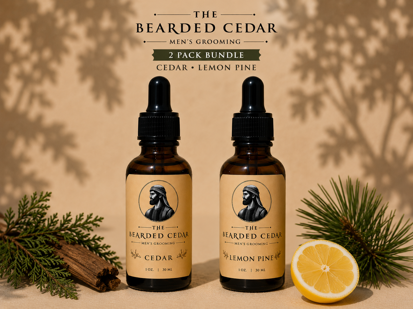 Cedar and lemon pine beard oil bundle by The Bearded Cedar